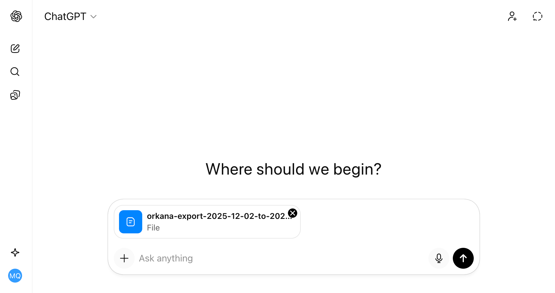 Example of ChatGPT analyzing exported productivity data